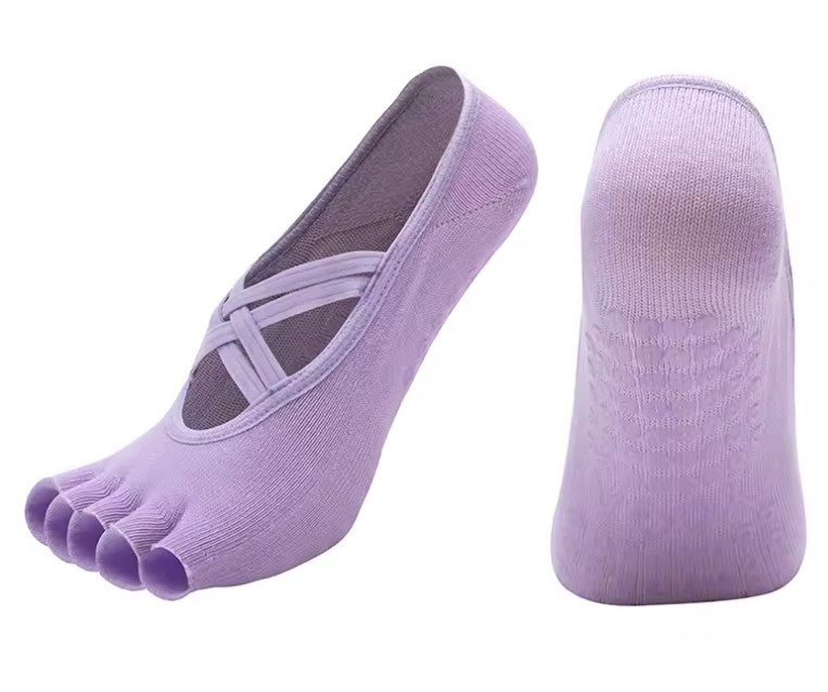 yoga chaussettes lilas