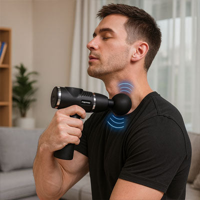 gars fait massage cou avec pistolet massage