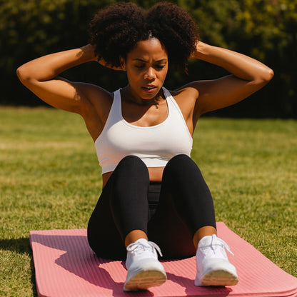 fille dehors tapis du sport.