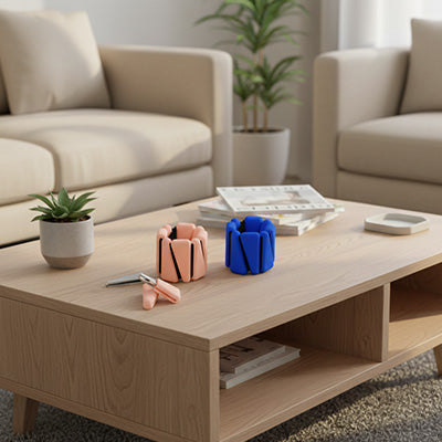 poids poignet rose bleu sur table