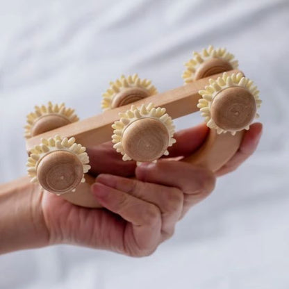 rouleau de massage bois 6 rouleuax  appareil de massage