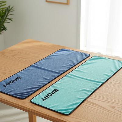serviette de sport verte bleu